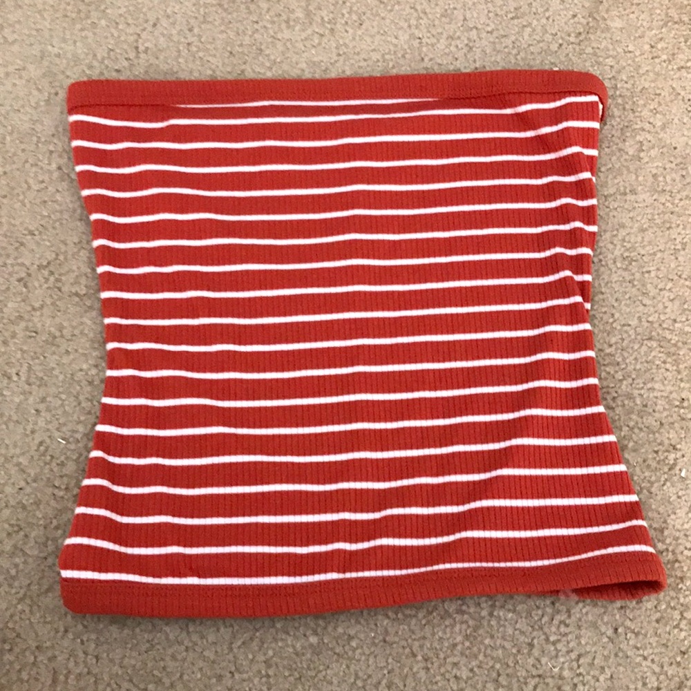 orange and white striped tube top